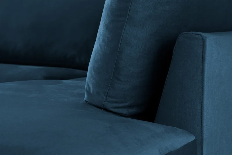 Trend 4-seters Høyrevendt L-formet Sjeselongsofa i Fløyel - Blå - Møbler - Sofaer - Sofa med sjeselong
