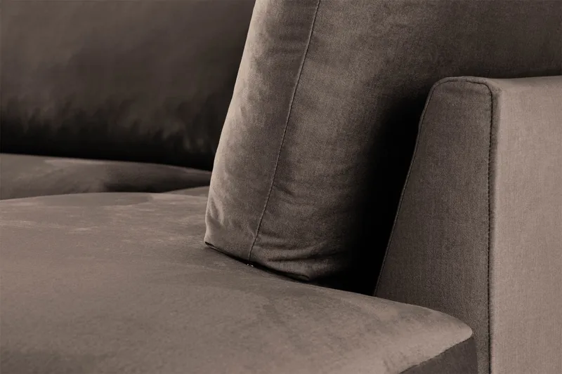 Trend 4-seters Høyrevendt L-formet Sjeselongsofa i Fløyel - Brun - Møbler - Sofaer - Sofa med sjeselong