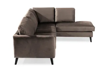 Trend 4-seters Høyrevendt L-formet Sjeselongsofa i Fløyel - Brun - Møbler - Sofaer - Sofa med sjeselong