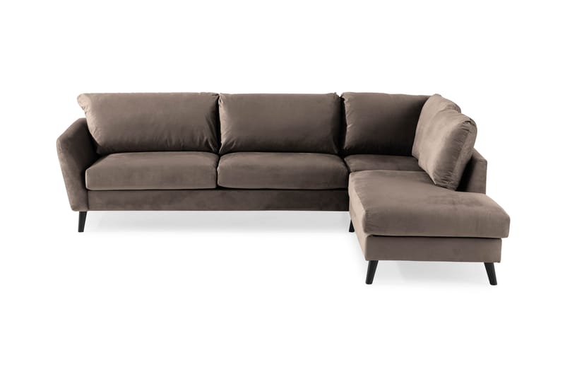 Trend 4-seters Høyrevendt L-formet Sjeselongsofa i Fløyel - Brun - Møbler - Sofaer - Sofa med sjeselong