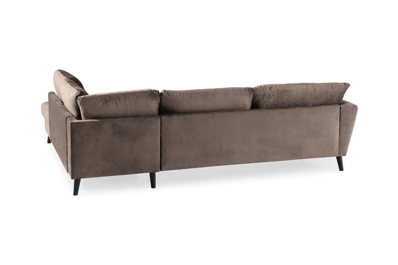 Trend 4-seters Høyrevendt L-formet Sjeselongsofa i Fløyel - Brun - Møbler - Sofaer - Sofa med sjeselong