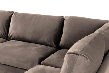 Trend 4-seters Høyrevendt L-formet Sjeselongsofa i Fløyel - Brun - Møbler - Sofaer - Sofa med sjeselong