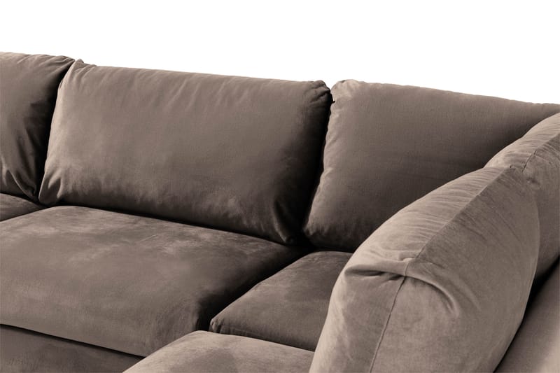 Trend 4-seters Høyrevendt L-formet Sjeselongsofa i Fløyel - Brun - Møbler - Sofaer - Sofa med sjeselong