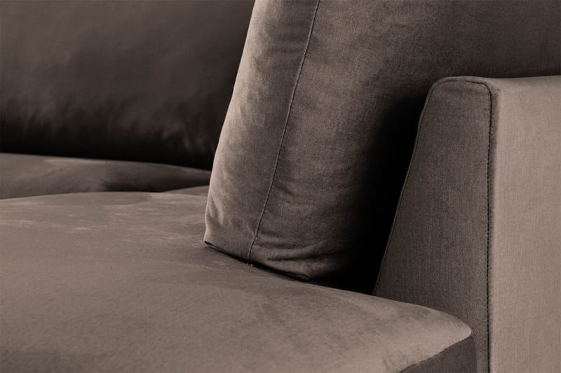 Trend 4-seters Høyrevendt L-formet Sjeselongsofa i Fløyel - Brun - Møbler - Sofaer - Sofa med sjeselong