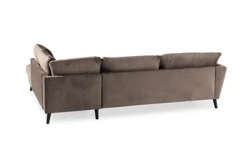Trend 4-seters Høyrevendt L-formet Sjeselongsofa i Fløyel - Brun - Møbler - Sofaer - Sofa med sjeselong