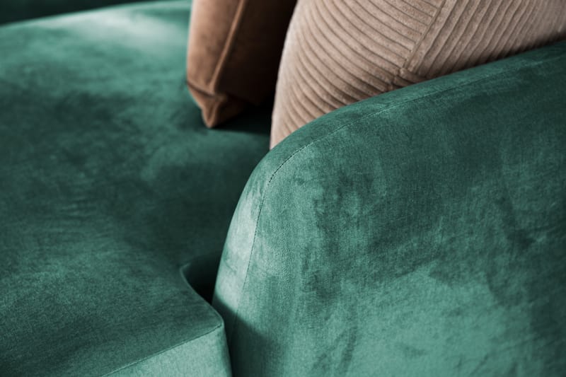 Trend 4-seters Høyrevendt L-formet Sjeselongsofa i Fløyel - Grønn - Møbler - Sofaer - Sofa med sjeselong