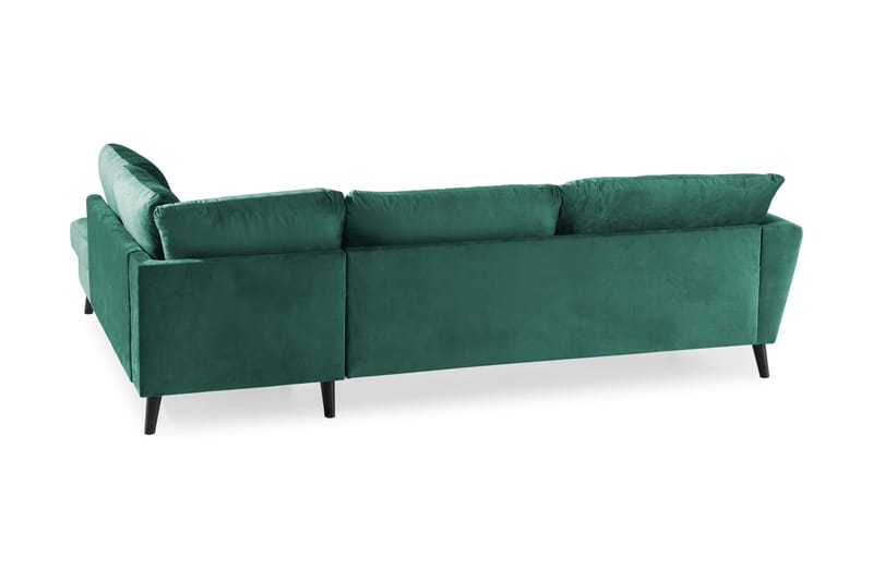 Trend 4-seters Høyrevendt L-formet Sjeselongsofa i Fløyel - Grønn - Møbler - Sofaer - Sofa med sjeselong