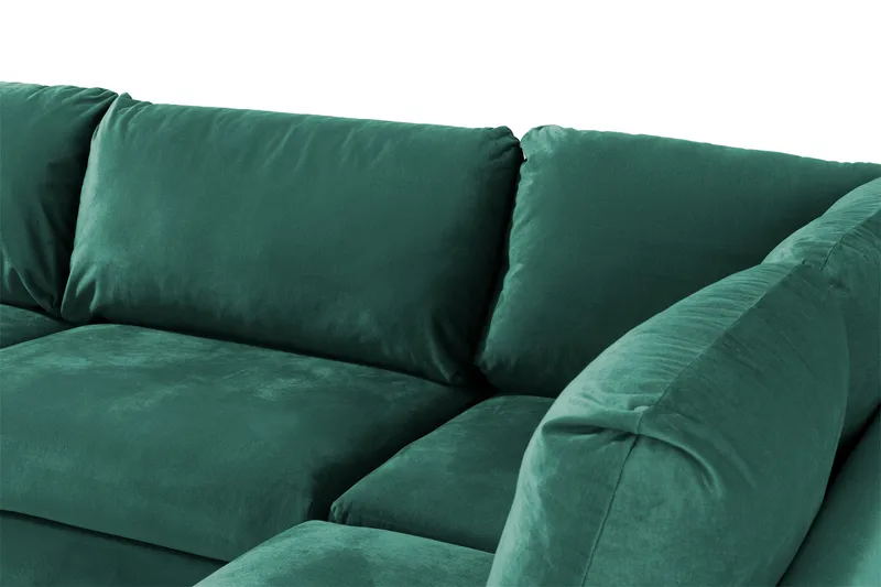 Trend 4-seters Høyrevendt L-formet Sjeselongsofa i Fløyel - Grønn - Møbler - Sofaer - Sofa med sjeselong