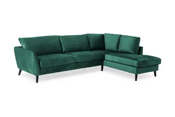 Trend 4-seters Høyrevendt L-formet Sjeselongsofa i Fløyel - Grønn - Møbler - Sofaer - Sofa med sjeselong