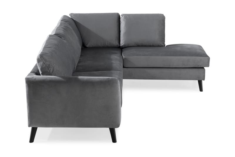 Trend 4-seters Høyrevendt L-formet Sjeselongsofa i Fløyel - Lys grå - Møbler - Sofaer - Sofa med sjeselong