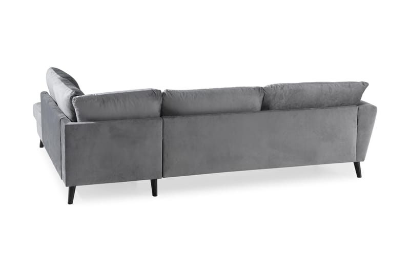 Trend 4-seters Høyrevendt L-formet Sjeselongsofa i Fløyel - Lys grå - Møbler - Sofaer - Sofa med sjeselong