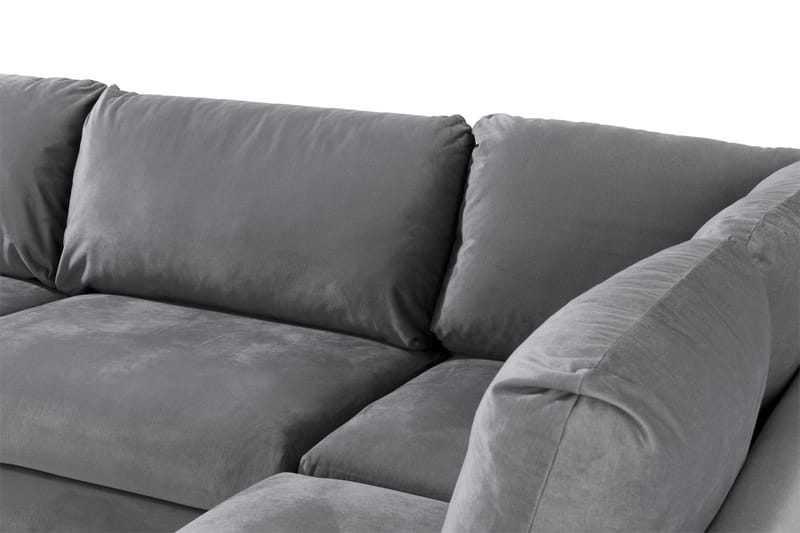 Trend 4-seters Høyrevendt L-formet Sjeselongsofa i Fløyel - Lys grå - Møbler - Sofaer - Sofa med sjeselong
