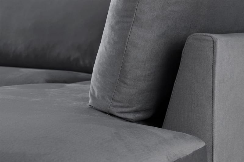 Trend 4-seters Høyrevendt L-formet Sjeselongsofa i Fløyel - Lys grå - Møbler - Sofaer - Sofa med sjeselong