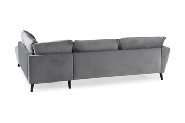Trend 4-seters Høyrevendt L-formet Sjeselongsofa i Fløyel - Lysegrå - Møbler - Sofaer - Sofa med sjeselong