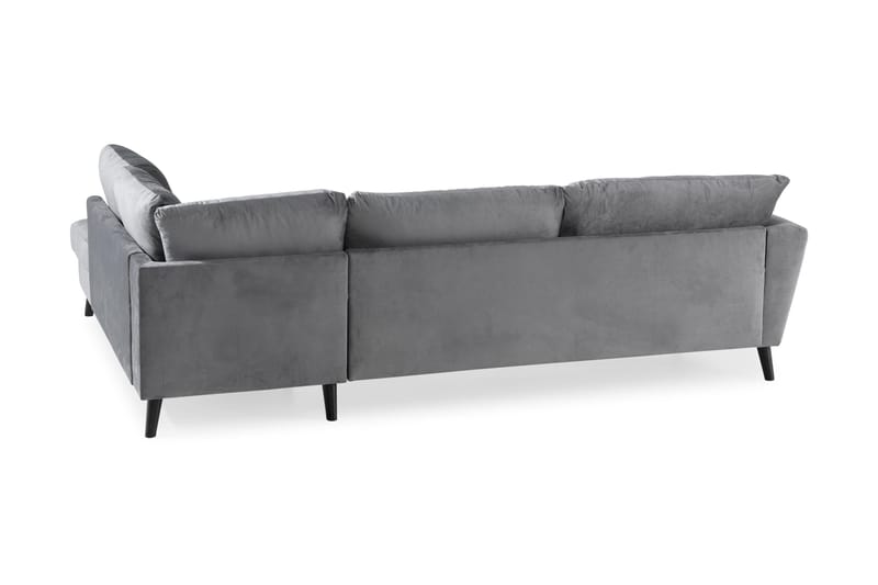 Trend 4-seters Høyrevendt L-formet Sjeselongsofa i Fløyel - Lysegrå - Møbler - Sofaer - Sofa med sjeselong