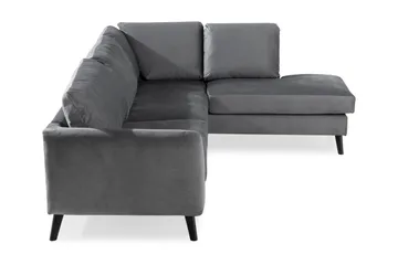 Trend 4-seters Høyrevendt L-formet Sjeselongsofa i Fløyel - Lysegrå - Møbler - Sofaer - Sofa med sjeselong