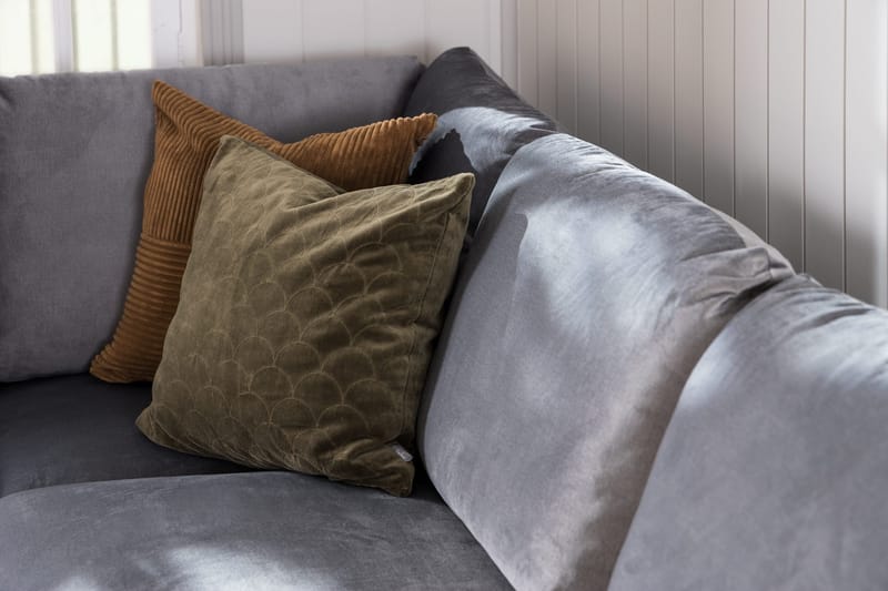 Trend 4-seters Høyrevendt L-formet Sjeselongsofa i Fløyel - Lysegrå - Møbler - Sofaer - Sofa med sjeselong