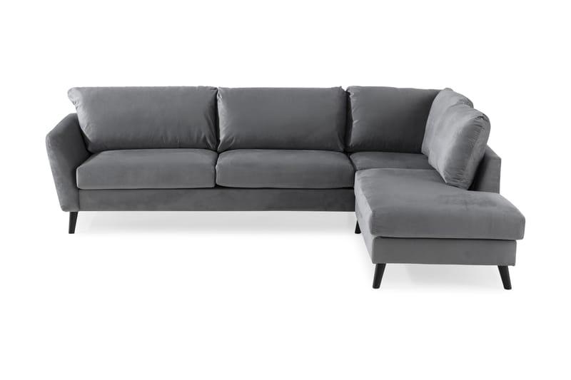 Trend 4-seters Høyrevendt L-formet Sjeselongsofa i Fløyel, Lysegrå
