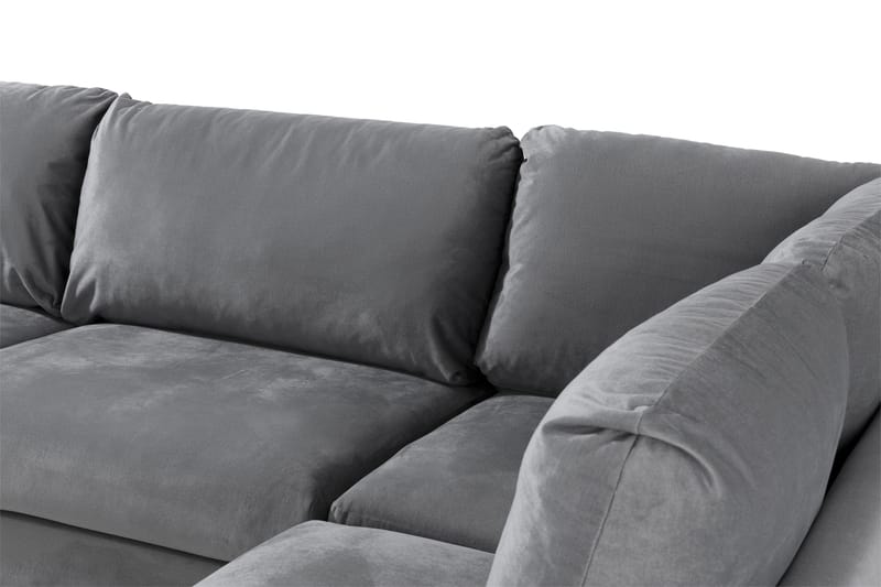 Trend 4-seters Høyrevendt L-formet Sjeselongsofa i Fløyel - Lysegrå - Møbler - Sofaer - Sofa med sjeselong
