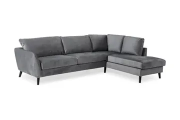 Trend 4-seters Høyrevendt L-formet Sjeselongsofa i Fløyel - Lysegrå - Møbler - Sofaer - Sofa med sjeselong