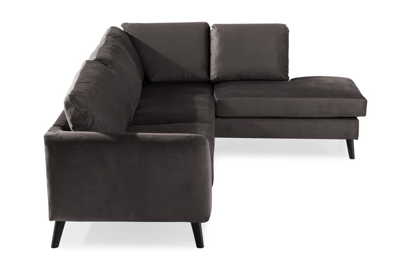 Trend 4-seters Høyrevendt L-formet Sjeselongsofa i Fløyel - Mørk grå - Møbler - Sofaer - Sofa med sjeselong