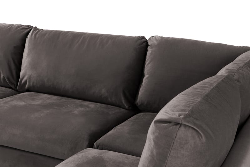 Trend 4-seters Høyrevendt L-formet Sjeselongsofa i Fløyel - Mørk grå - Møbler - Sofaer - Sofa med sjeselong