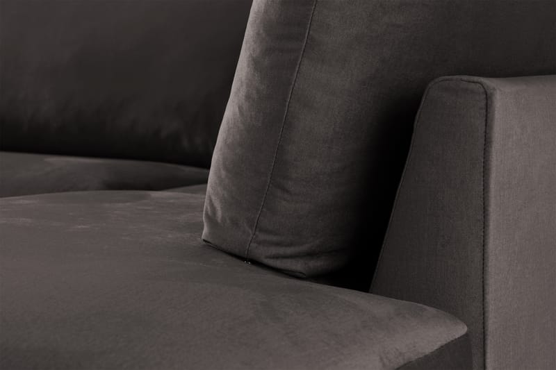 Trend 4-seters Høyrevendt L-formet Sjeselongsofa i Fløyel - Mørk grå - Møbler - Sofaer - Sofa med sjeselong