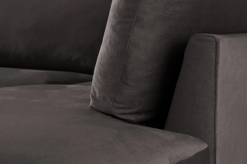Trend 4-seters Høyrevendt L-formet Sjeselongsofa i Fløyel - Mørk grå - Møbler - Sofaer - Sofa med sjeselong