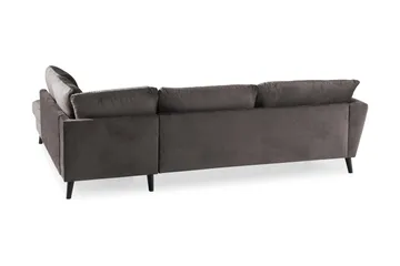 Trend 4-seters Høyrevendt L-formet Sjeselongsofa i Fløyel - Mørkegrå - Møbler - Sofaer - Sofa med sjeselong