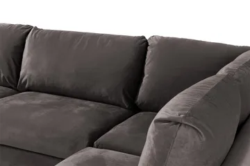 Trend 4-seters Høyrevendt L-formet Sjeselongsofa i Fløyel - Mørkegrå - Møbler - Sofaer - Sofa med sjeselong