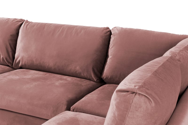 Trend 4-seters Høyrevendt L-formet Sjeselongsofa i Fløyel - Rosa - Møbler - Sofaer - Sofa med sjeselong