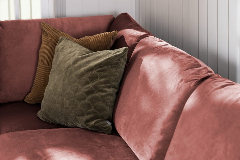 Trend 4-seters Høyrevendt L-formet Sjeselongsofa i Fløyel - Rosa - Møbler - Sofaer - Sofa med sjeselong