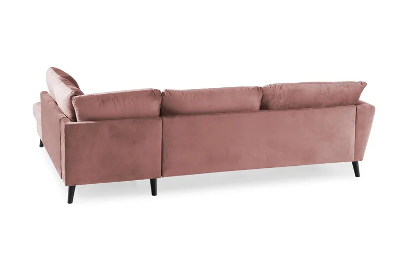 Trend 4-seters Høyrevendt L-formet Sjeselongsofa i Fløyel - Rosa - Møbler - Sofaer - Sofa med sjeselong
