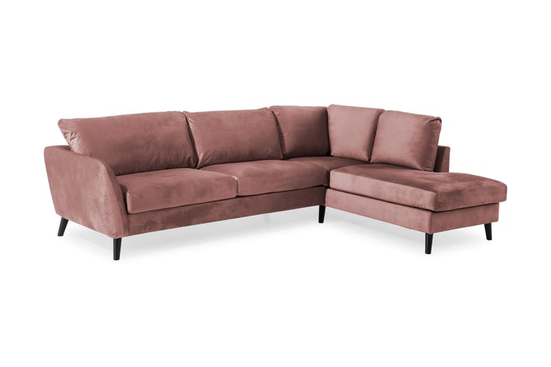 Trend 4-seters Høyrevendt L-formet Sjeselongsofa i Fløyel - Rosa - Møbler - Sofaer - Sofa med sjeselong