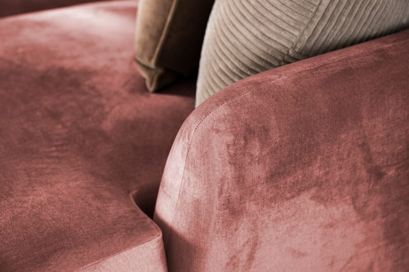 Trend 4-seters Høyrevendt L-formet Sjeselongsofa i Fløyel - Rosa - Møbler - Sofaer - Sofa med sjeselong