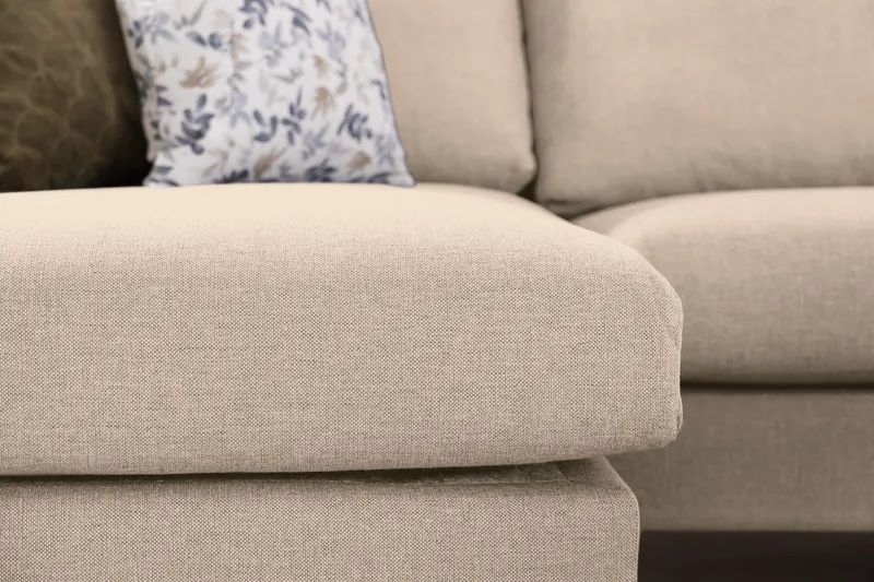 Trend 4-seters Høyrevendt L-formet Sjeselongsofa i Stoff 280 cm bred - Beige - Møbler - Sofaer - Sofa med sjeselong