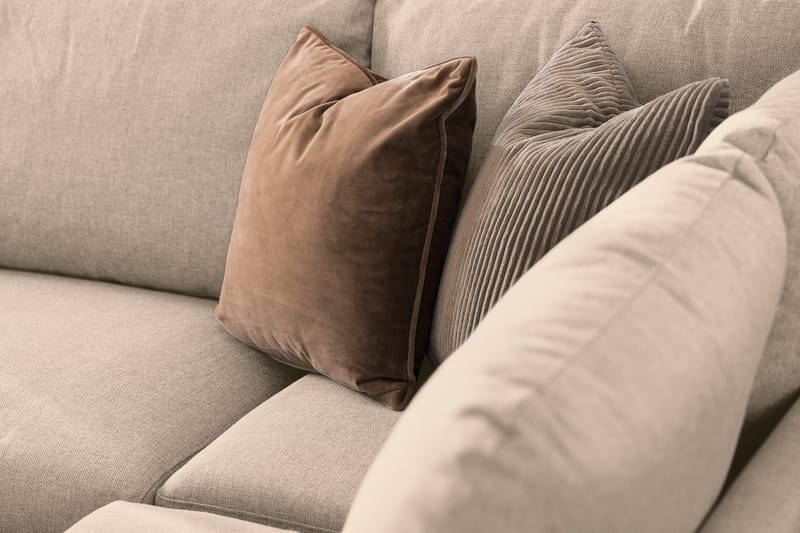 Trend 4-seters Høyrevendt L-formet Sjeselongsofa i Stoff 280 cm bred - Beige - Møbler - Sofaer - Sofa med sjeselong