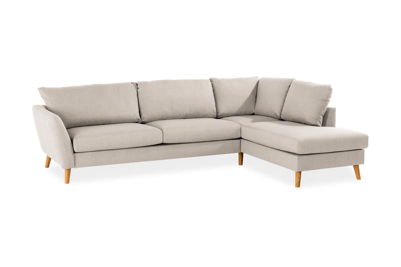 Trend 4-seters Høyrevendt L-formet Sjeselongsofa i Stoff 280 cm bred - Beige - Møbler - Sofaer - Sofa med sjeselong