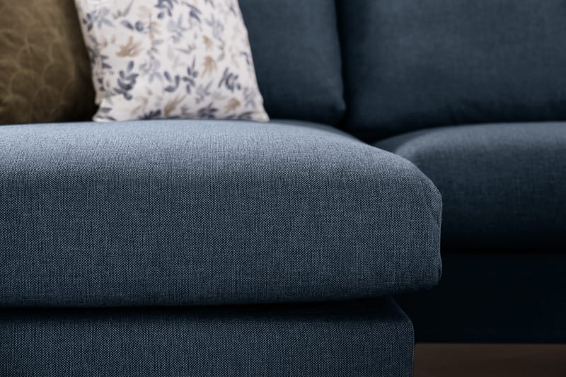 Trend 4-seters Høyrevendt L-formet Sjeselongsofa i Stoff - Blå - Møbler - Sofaer - Sofa med sjeselong