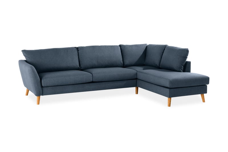 Trend 4-seters Høyrevendt L-formet Sjeselongsofa i Stoff - Blå - Møbler - Sofaer - Sofa med sjeselong