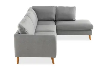 Trend 4-seters Høyrevendt L-formet Sjeselongsofa i Stoff - Grå - Møbler - Sofaer - Sofa med sjeselong