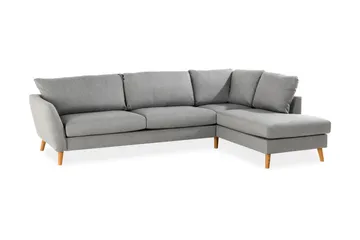 Trend 4-seters Høyrevendt L-formet Sjeselongsofa i Stoff - Grå - Møbler - Sofaer - Sofa med sjeselong