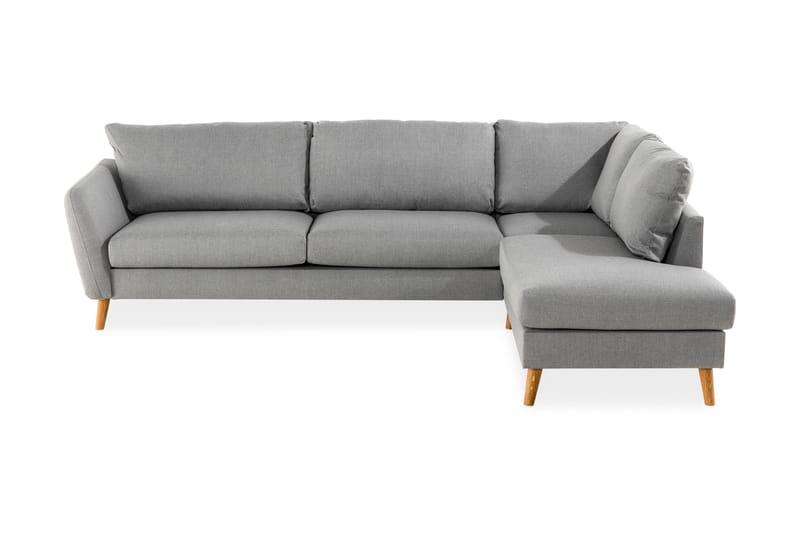 Trend 4-seters Høyrevendt L-formet Sjeselongsofa i Stoff - Grå - Møbler - Sofaer - Sofa med sjeselong
