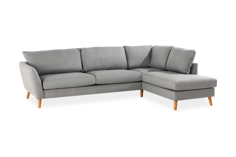 Trend 4-seters Høyrevendt L-formet Sjeselongsofa i Stoff - Grå - Møbler - Sofaer - Sofa med sjeselong