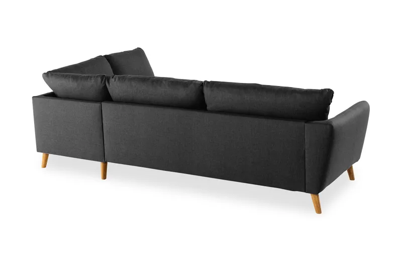 Trend 4-seters Høyrevendt L-formet Sjeselongsofa i Stoff - Svart - Møbler - Sofaer - Sofa med sjeselong