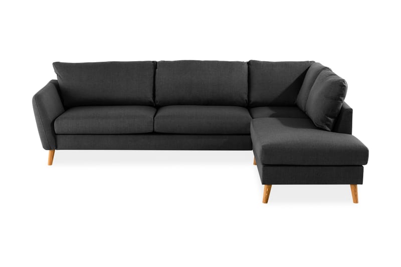 Trend 4-seters Høyrevendt L-formet Sjeselongsofa i Stoff - Svart - Møbler - Sofaer - Sofa med sjeselong