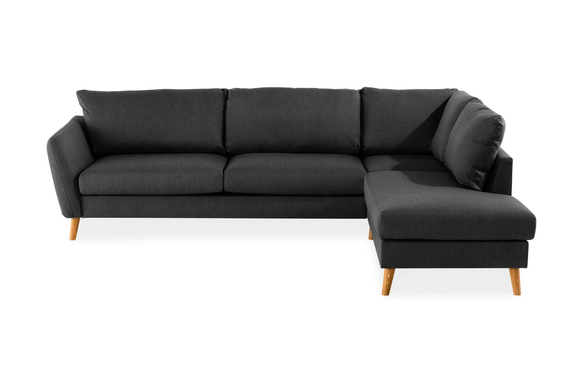 Trend 4-seters Høyrevendt L-formet Sjeselongsofa i Stoff - Svart