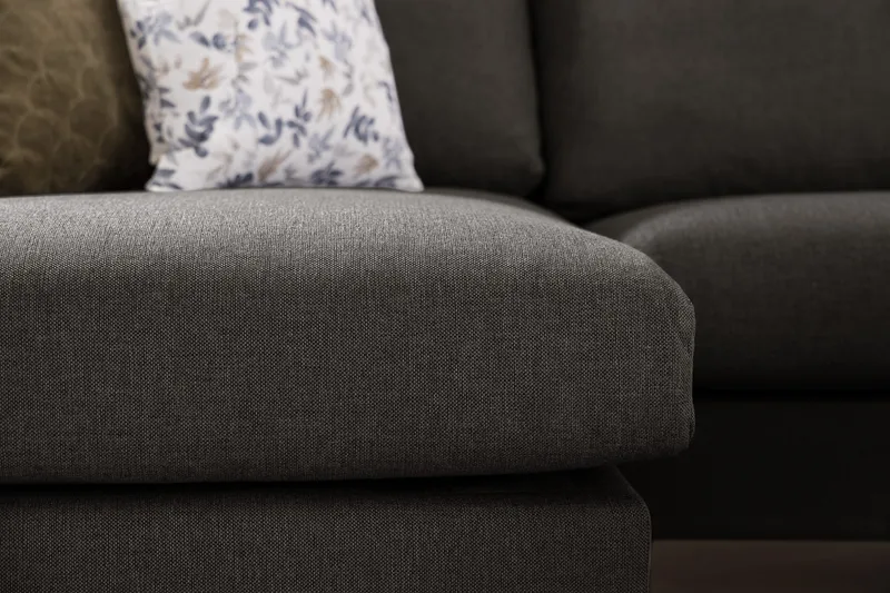 Trend 4-seters Høyrevendt L-formet Sjeselongsofa i Stoff - Svart - Møbler - Sofaer - Sofa med sjeselong