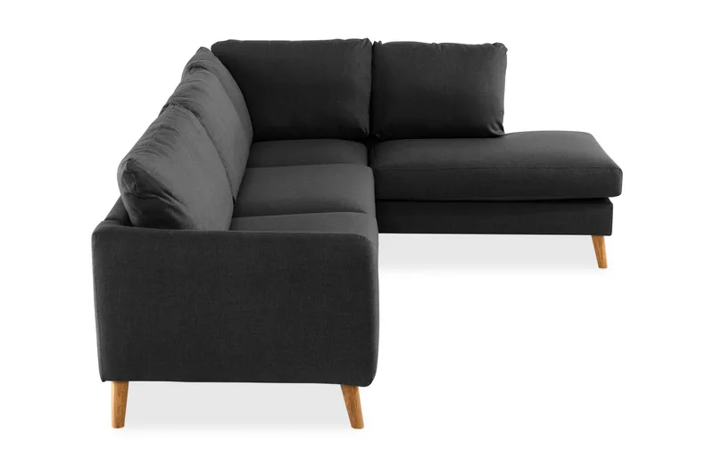 Trend 4-seters Høyrevendt L-formet Sjeselongsofa i Stoff - Svart - Møbler - Sofaer - Sofa med sjeselong