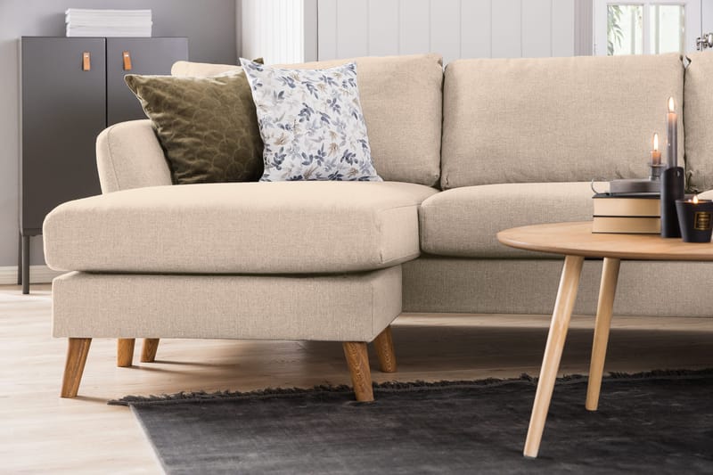 Trend 4-seters Venstrevendt L-formet Divansofa i Stoff - Beige - Møbler - Sofaer - Sofa med sjeselong